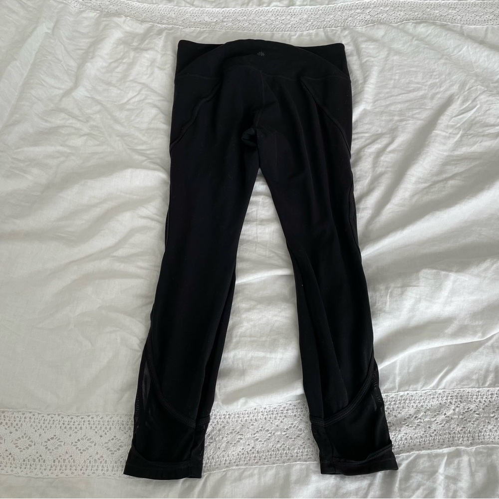 Athleta MEDIUM Black Stealth Mesh Tights 7/8 length compression ankle - Picture 7 of 8